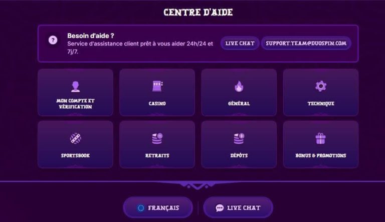 Duospin Casino support client